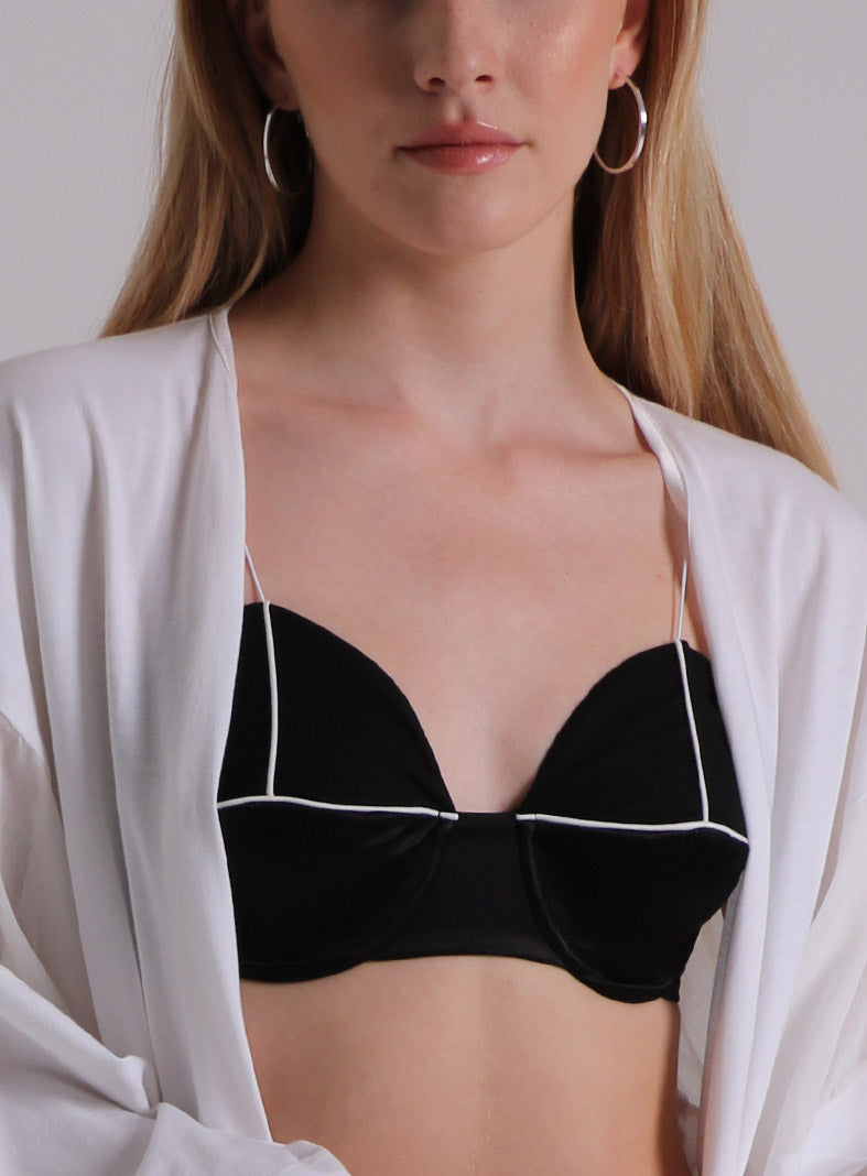 Soutien-gorge circulaire à armatures  en soie naturelle et jersey de coton bio bretelles élastiques